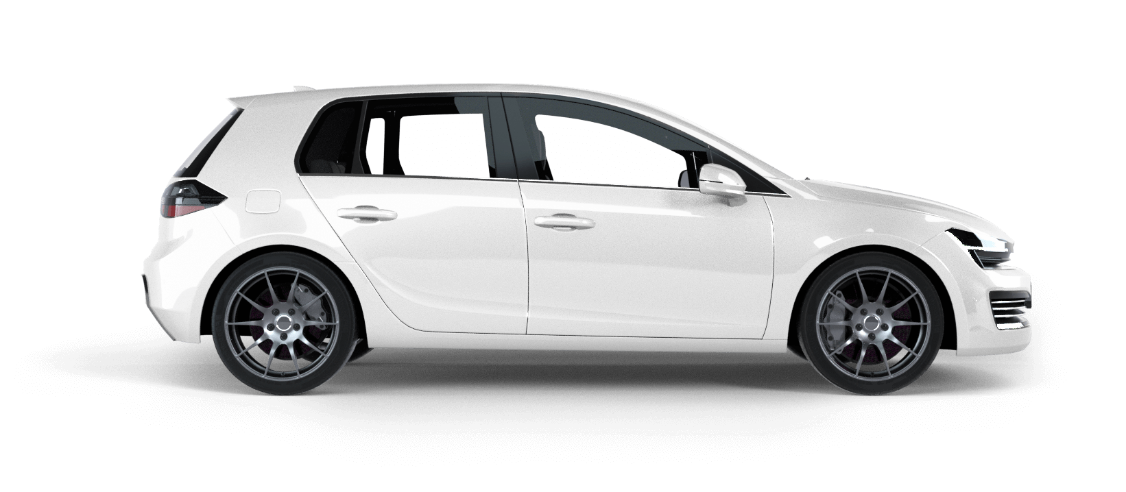 white car side angle